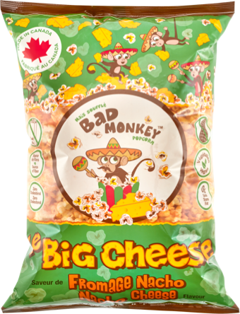 Bag of Bad Monkey nacho cheese popcorn