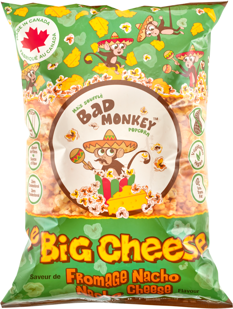 Bag of Bad Monkey nacho cheese popcorn