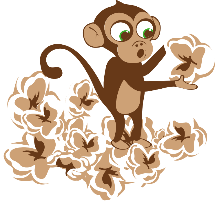 Monkey playing with popcorn