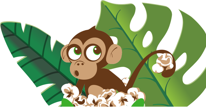 Monkey infront of leaves